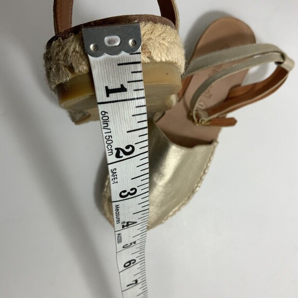 Anthropologie Maypol Sandals Gold-tone Peep-toe Espadrille Spain 37 - Picture 9 of 12
